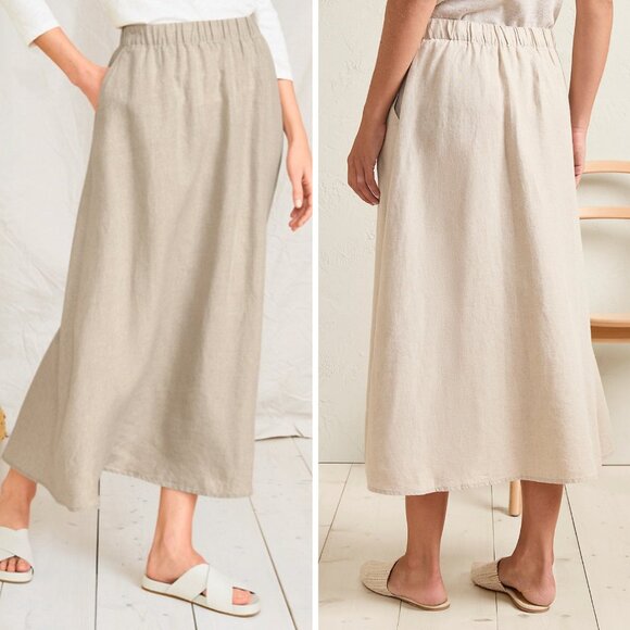 NWT Eileen Fisher Organic Linen Gathered Pull-On Skirt Size XL - Picture 3 of 15